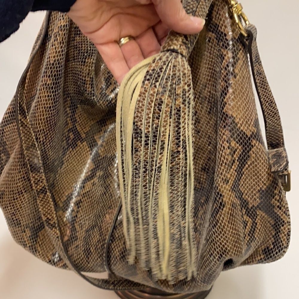 G.I.L.I. Milano Snake Print Leather Hobo Bag C9 - Picture 5 of 16